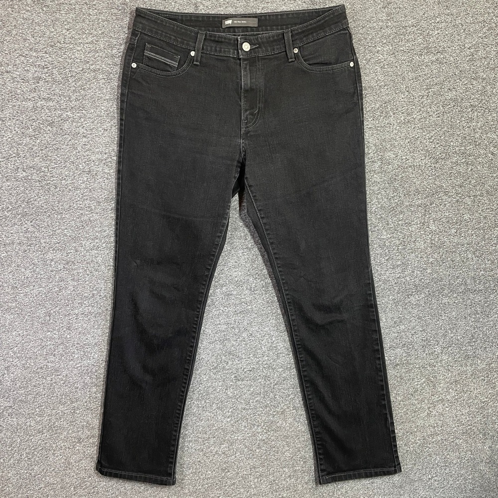 Levi's Mid Rise Skinny Jeans Womens 14M Black Faded Denim Stretch Pants